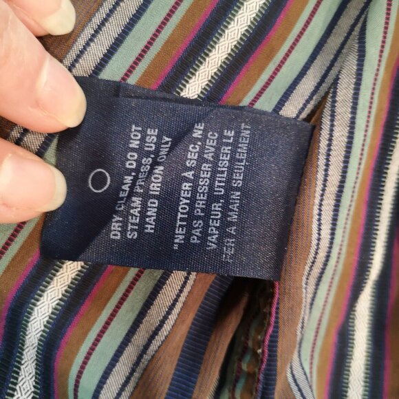 Robert Graham Button down Shirt XL Flip Cuff Aztec Brown Blue Stripe - Picture 8 of 13